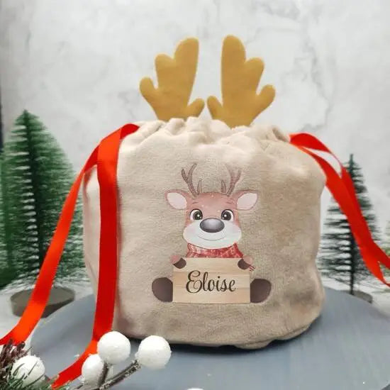 Christmas Reindeer Velvet Pouch