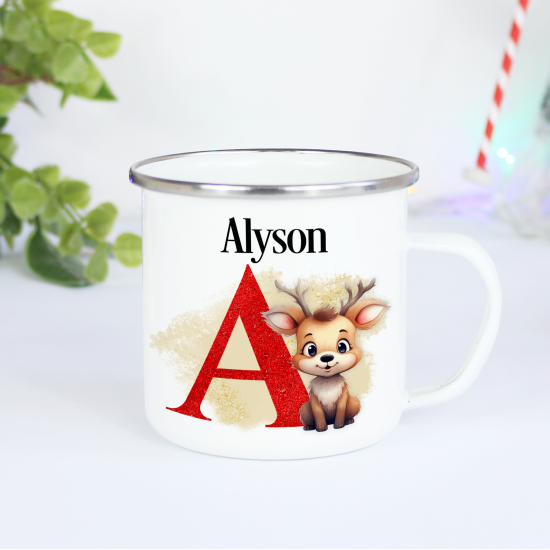 Christmas Reindeer Enamel 11oz Mug
