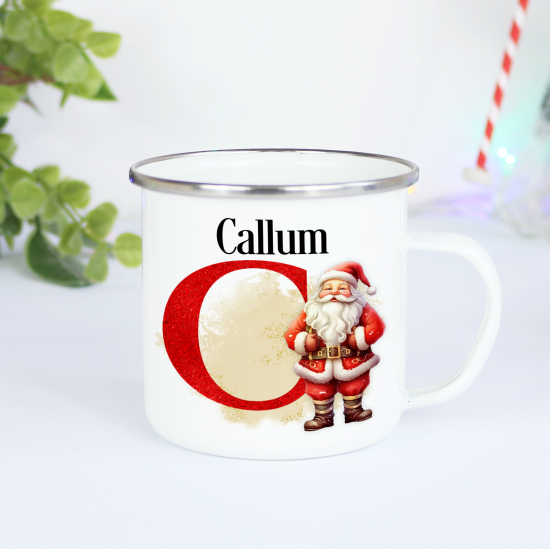 Christmas Santa Enamel 11oz Mug