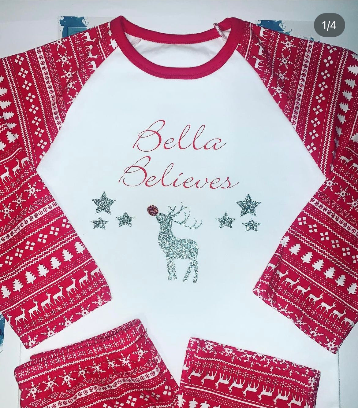 Family Christmas Pjs - Red Reindeer- Believes