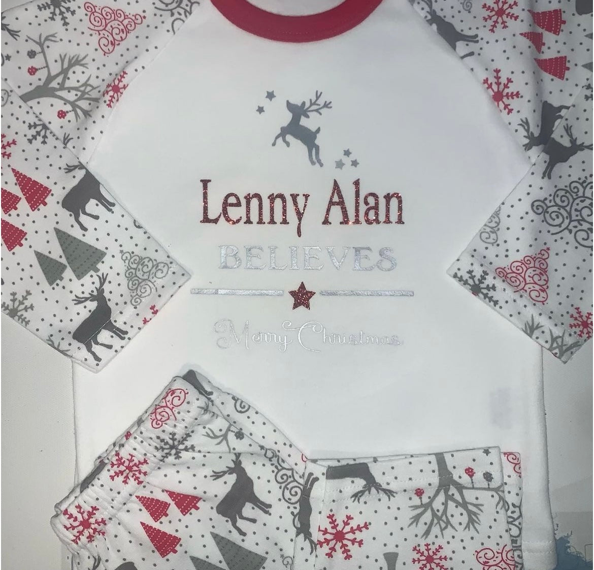 Family Christmas Pjs - Grey Reindeer- Believes