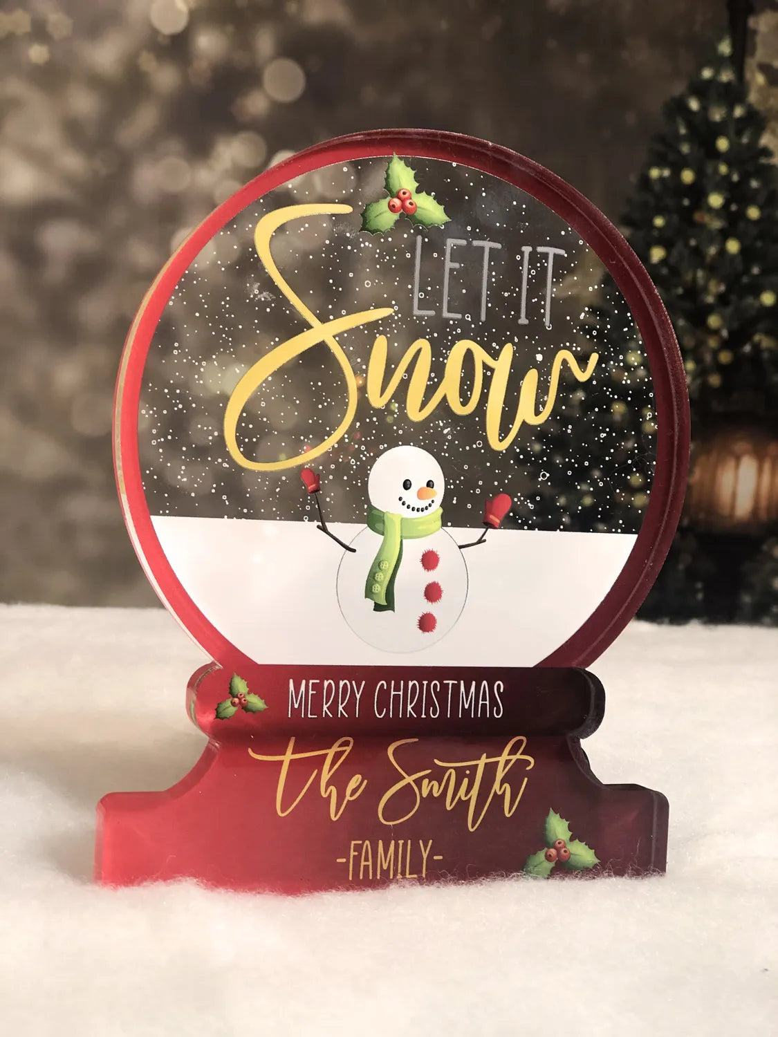 Christmas - Snow globe Ornament Let It Snow