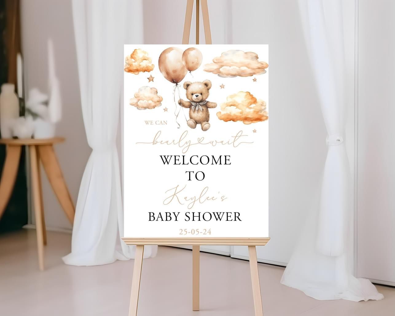 "We Can Bearly Wait" Baby Shower Welcome Board