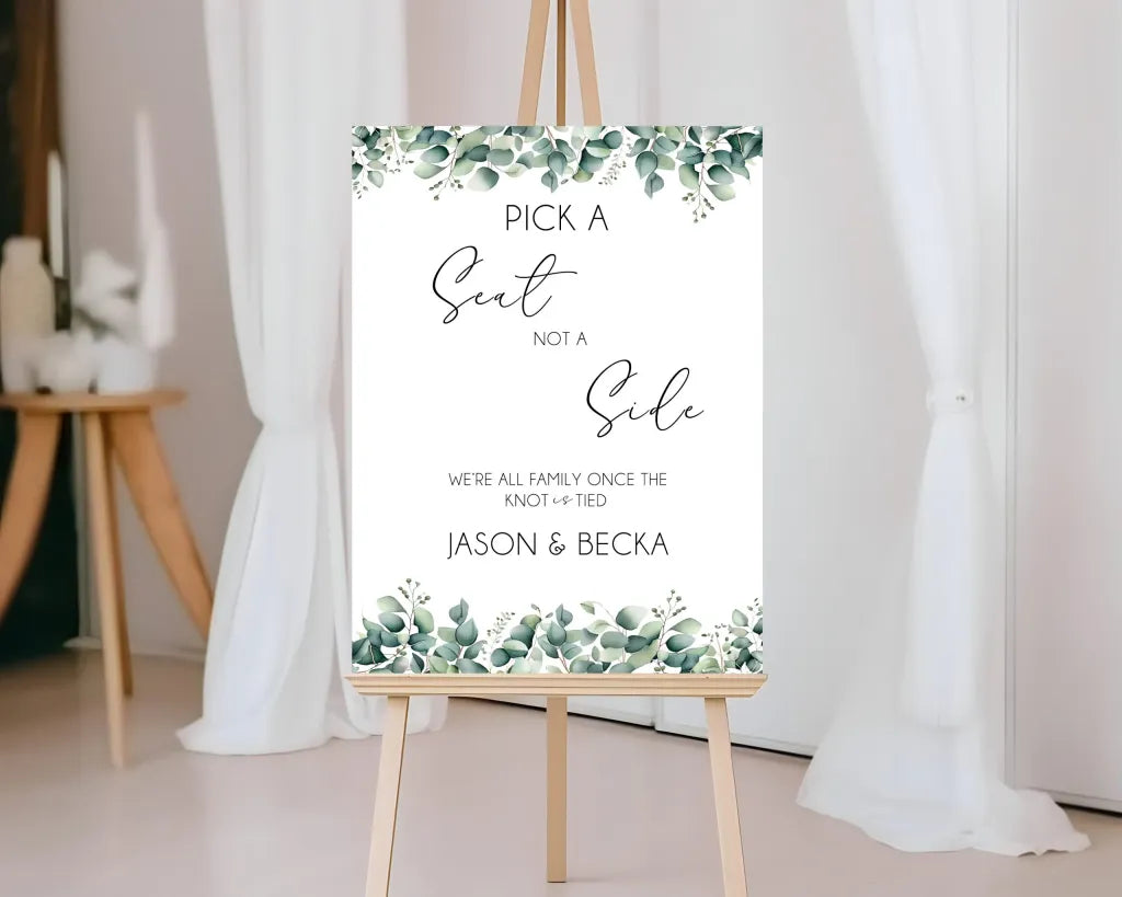 Classic Eucalyptus Wedding Pick A Seat Sign