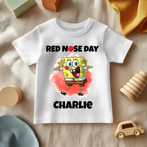 SpongeBob Red Nose Day - White T/Shirt - Long Sleeve Top - Jumper - Hoody