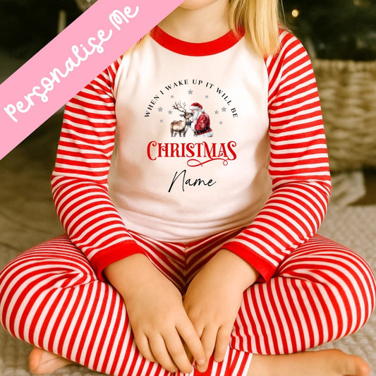 “When l wake up” Christmas Stripped Pjs