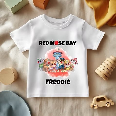 Paw Patrol Red Nose Day - White T/Shirt - Long Sleeve Top - Jumper - Hoody