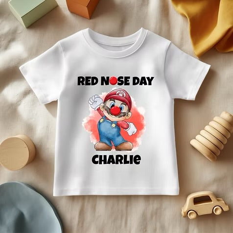 Mario Red Nose Day - White T/Shirt - Long Sleeve Top - Jumper - Hoody