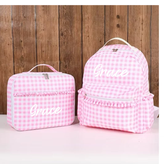 Gingham Backpack & Lunch Bag