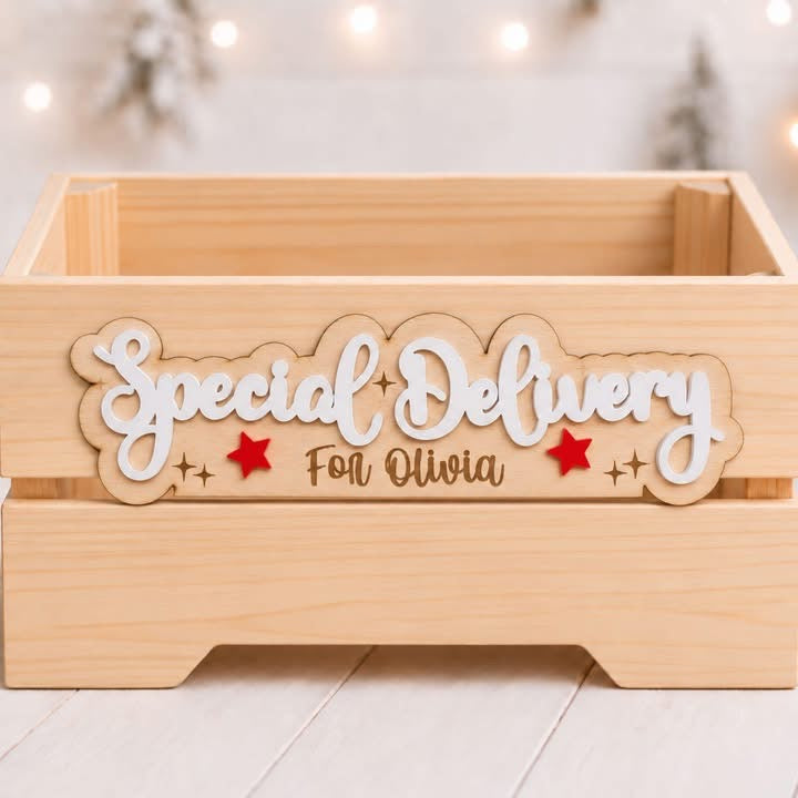 Christmas Special Delivery Personalised Plaque & Crate