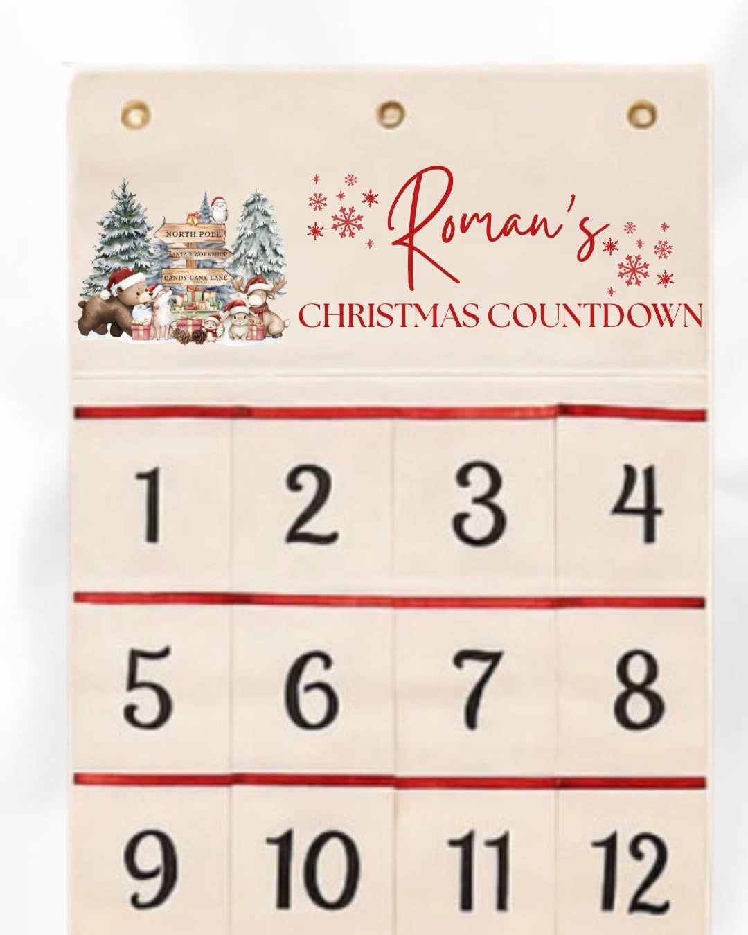Hanging 24 Day Canvas Advent Calendar