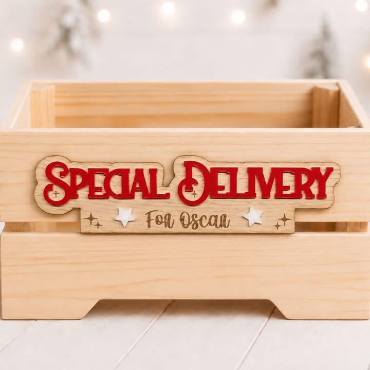 Christmas Special Delivery Personalised Plaque & Crate