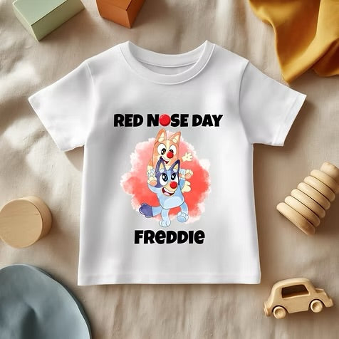 Bluey Red Nose Day - White T/Shirt - Long Sleeve Top - Jumper - Hoody