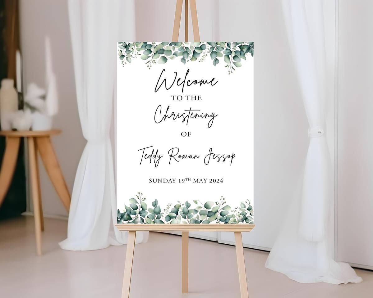 Christening Welcome Board Green