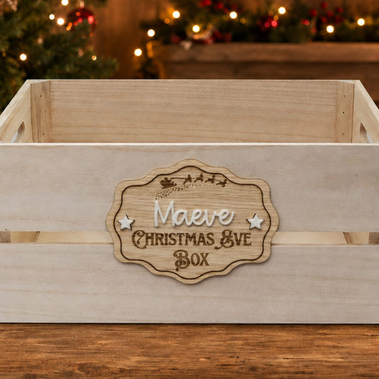 Christmas Eve Tag and Crate- 4mm Oak Veneered