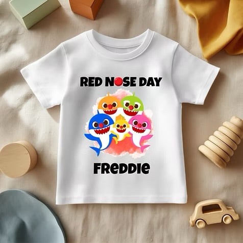 Bay Shark Red Nose Day - White T/Shirt - Long Sleeve Top - Jumper - Hoody