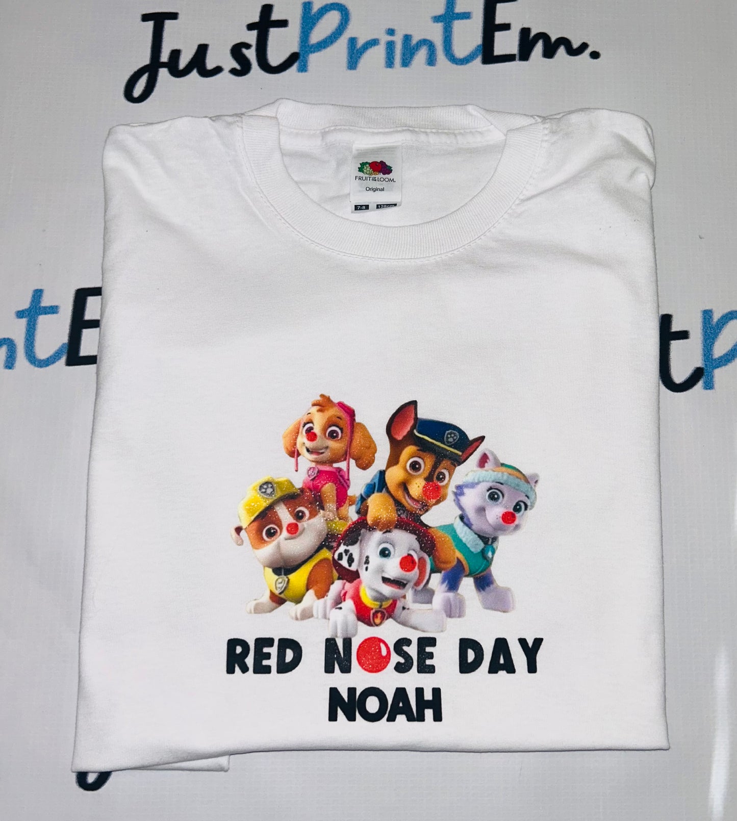 Paw Patrol Red Nose Day - White T/Shirt - Long Sleeve Top - Jumper - Hoody