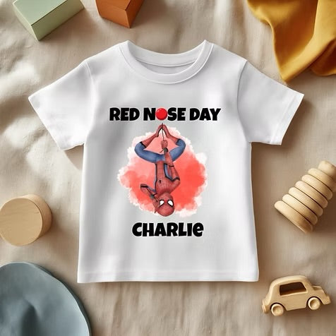 Spider-Man Red Nose Day - White T/Shirt - Long Sleeve Top - Jumper - Hoody