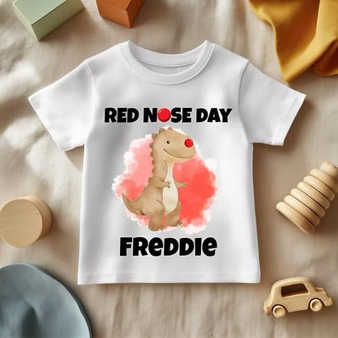 Dinosaur Red Nose Day - White T/Shirt - Long Sleeve Top - Jumper - Hoody