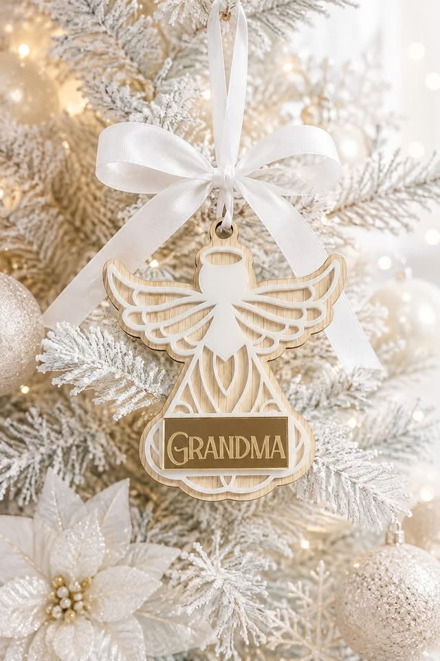 Memorial Christmas Angel Acrylic & 4mm Oak Veneered