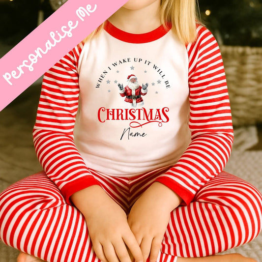 “When l wake up” Christmas Stripped Pjs