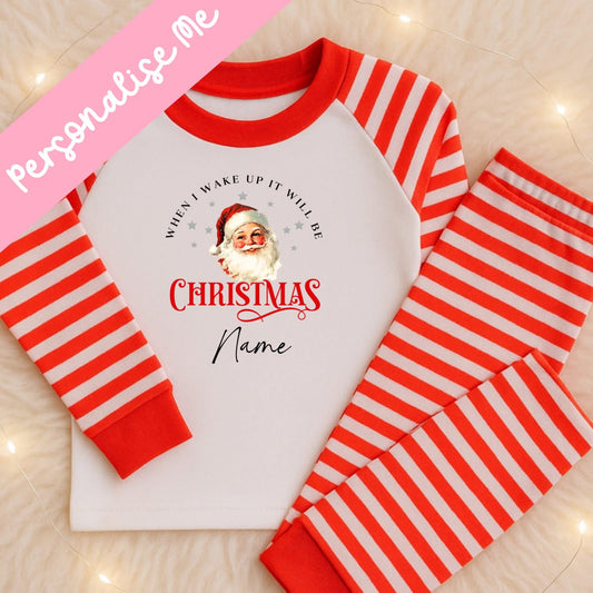 “When l wake up” Christmas Stripped Pjs