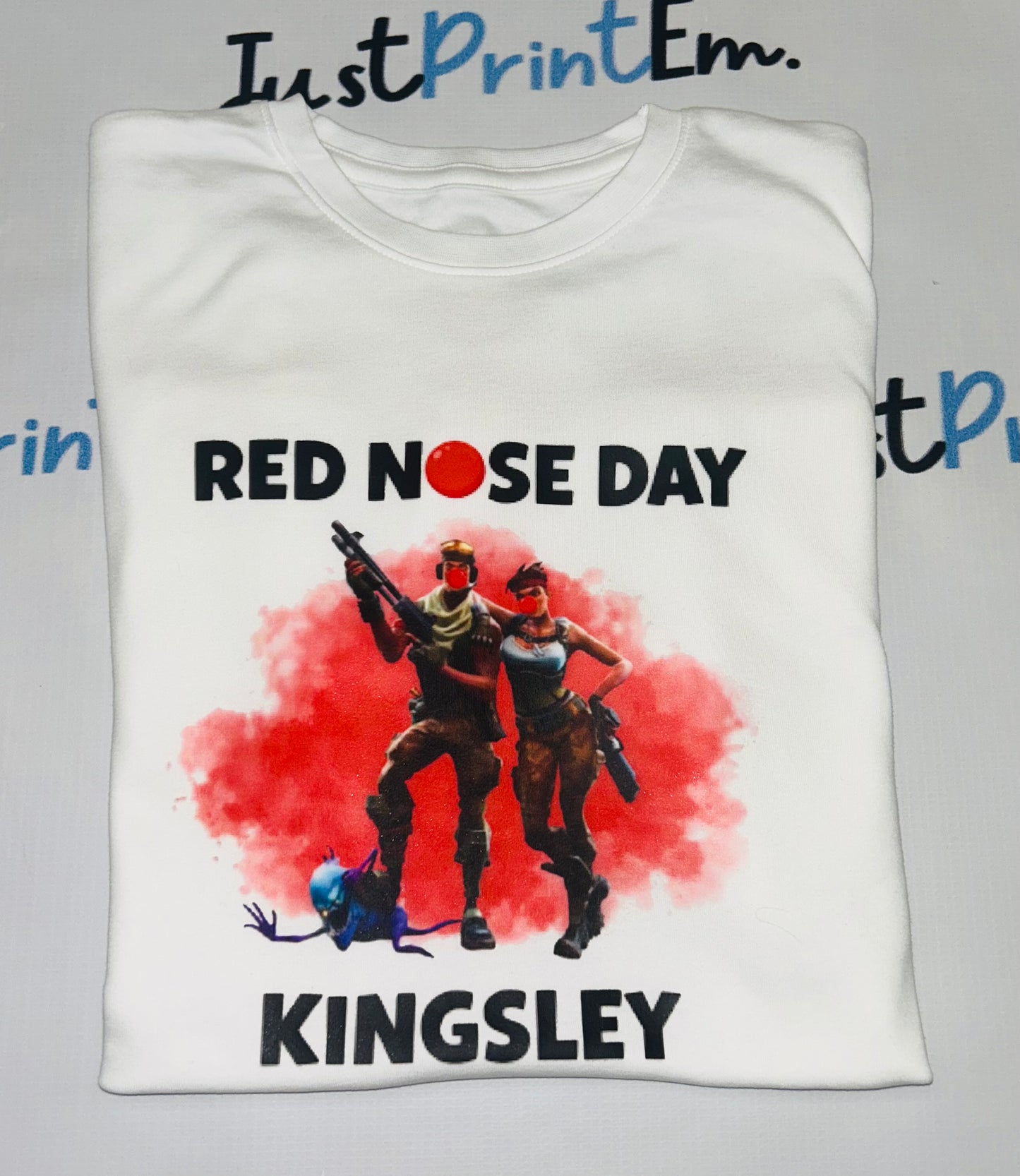 Fortnite Red Nose Day - White T/Shirt - Long Sleeve Top - Jumper - Hoody