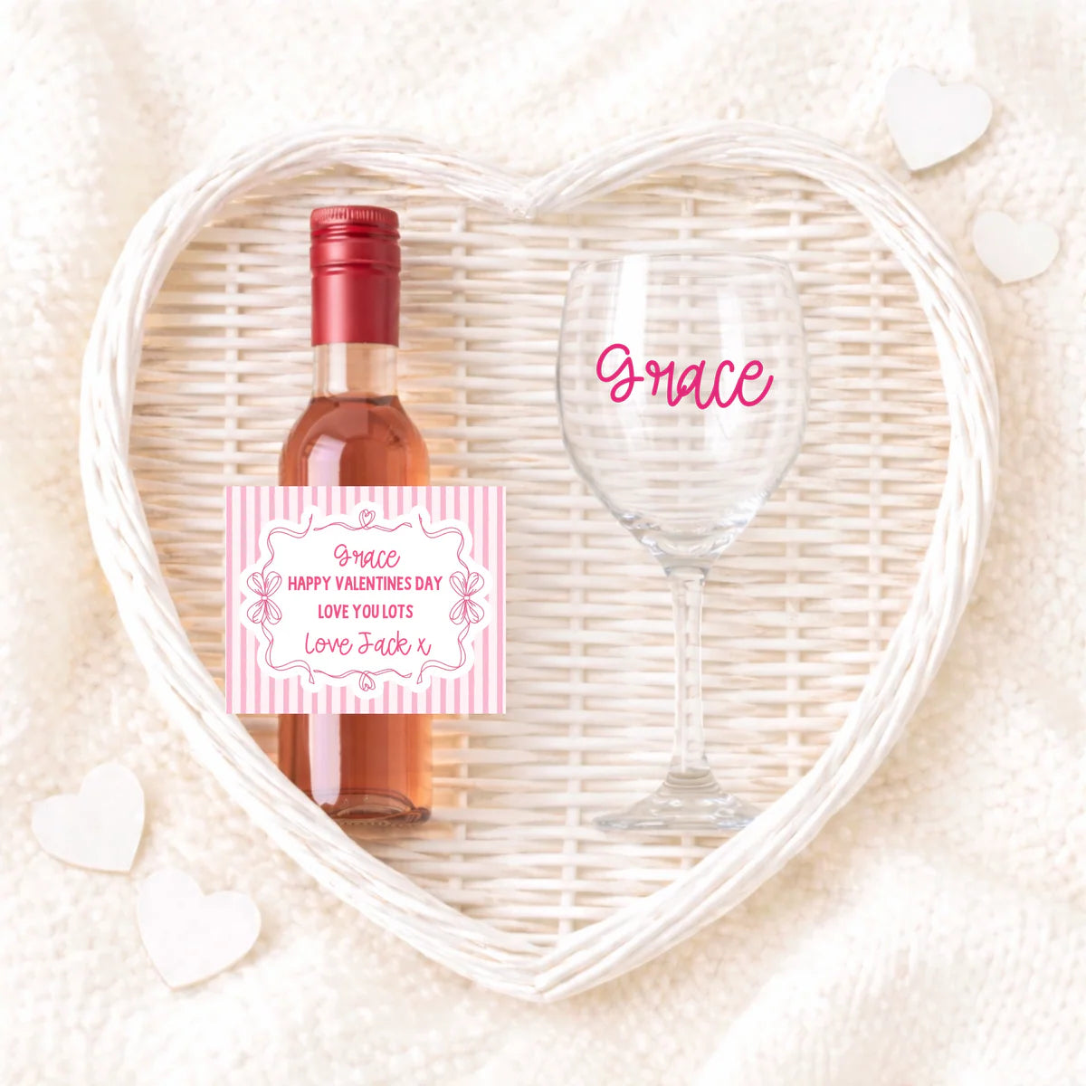 Valentine Wine Glass & Bottle