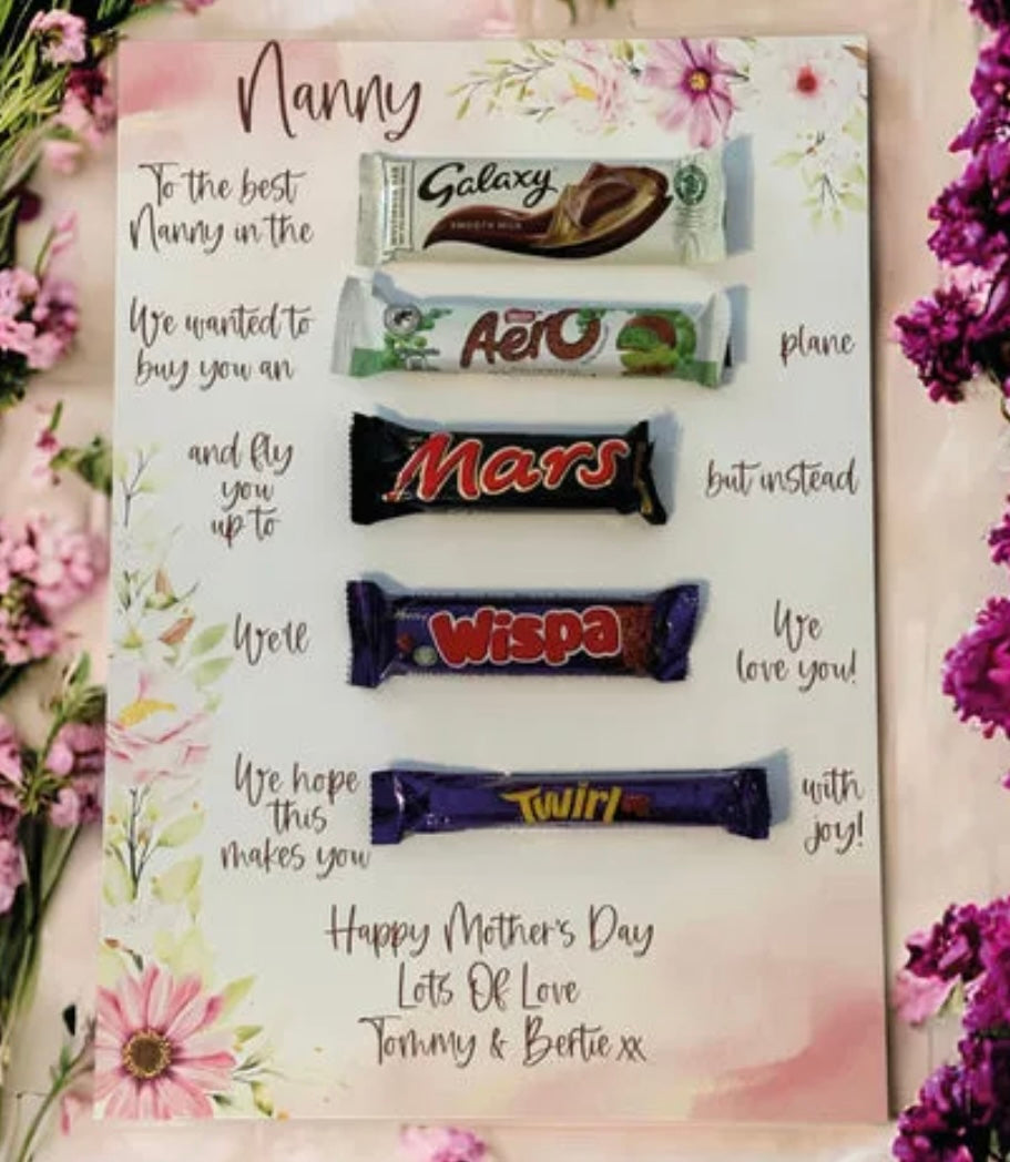 Mother’s Day - Floral Flowers Nanny Chocolate Board