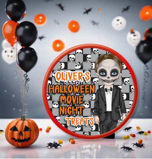 Halloween Movie Night Sweet Tub Stickers