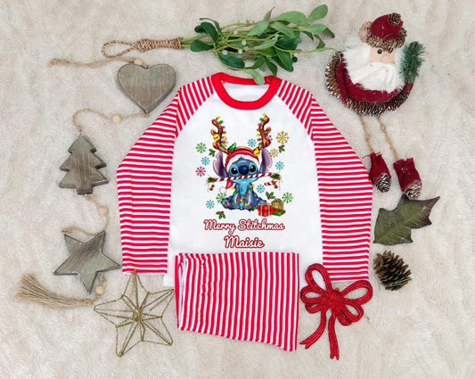 Christmas Striped Stitch Pjs