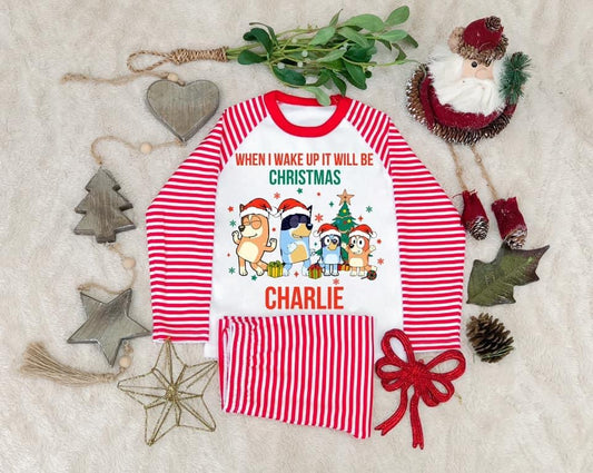 Christmas Striped Bluey Pjs