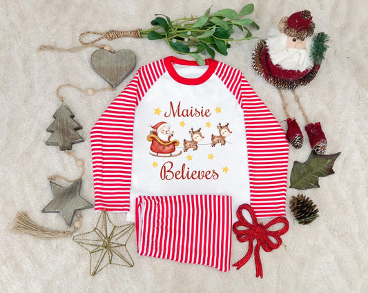 Christmas Striped Santa Pjs