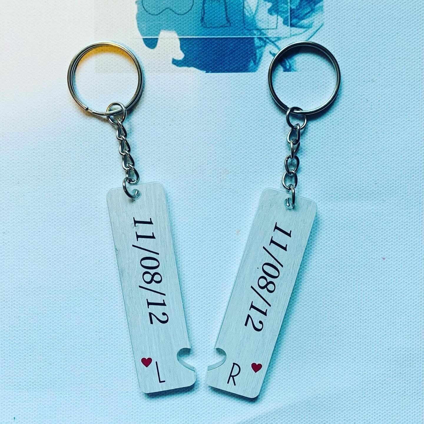 Date & Initial Keyring - Pair