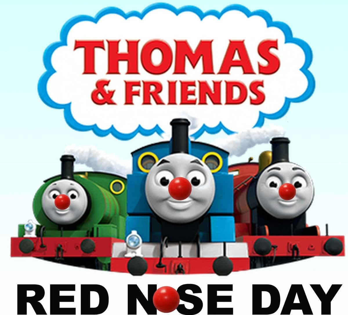 Thomas & Friends Red Nose Day - White T/Shirt - Long Sleeve Top - Jumper - Hoody