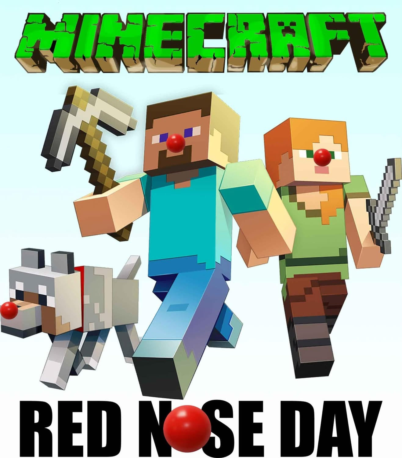 Minecraft Red Nose Day - White T/Shirt - Long Sleeve Top - Jumper - Hoody