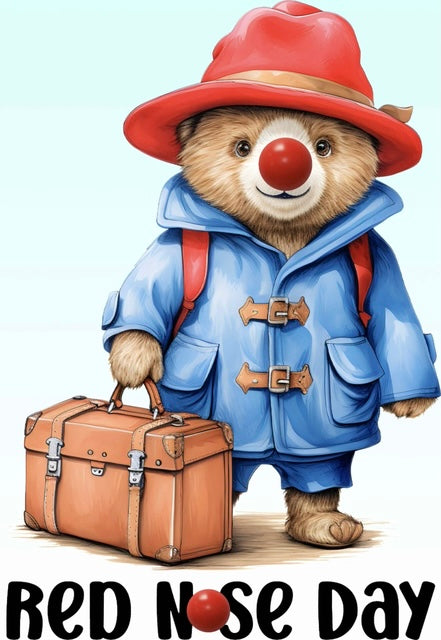 Paddington Bear Red Nose Day - White T/Shirt - Long Sleeve Top - Jumper - Hoody