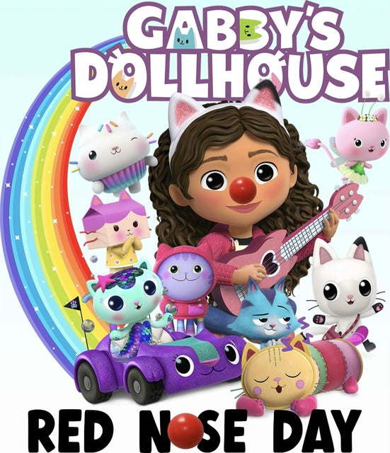 Gabby's Dollhouse Red Nose Day - White T/Shirt - Long Sleeve Top - Jumper - Hoody