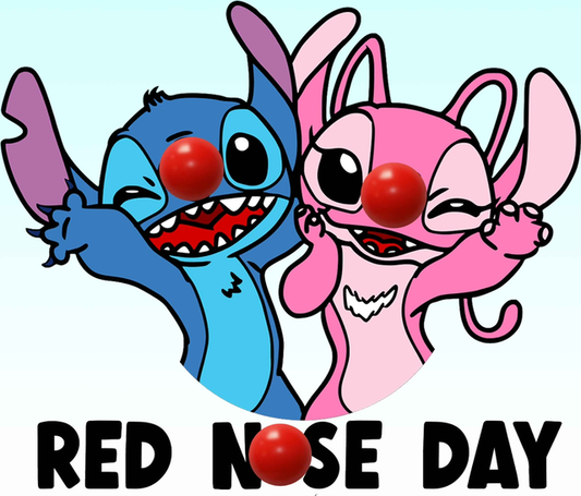 Stitch & Angel Red Nose Day - White T/Shirt - Long Sleeve Top - Jumper - Hoody