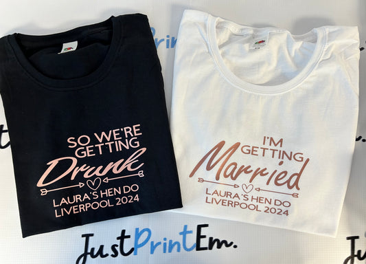 Short Sleeve Women's Hen Party T-Shirt (Front & Back)