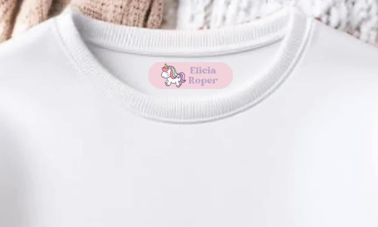 Set of 33 Iron on Name Labels