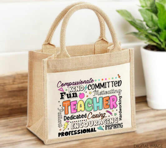 Teacher Mini Jute Bag