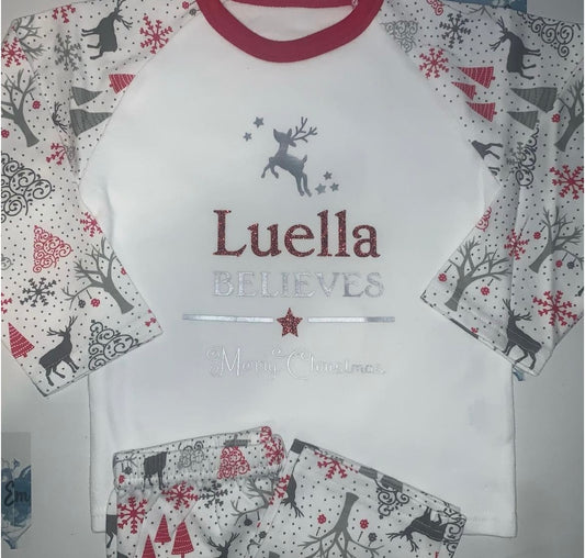 Family Christmas Pjs - Grey Reindeer- Believes
