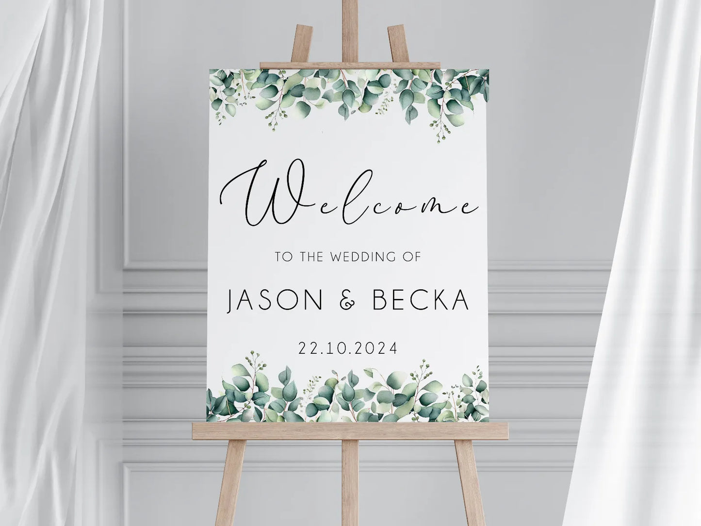Classic Eucalyptus Wedding Welcome Board