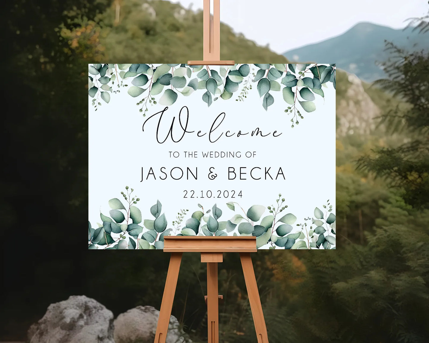 Classic Eucalyptus Wedding Welcome Board
